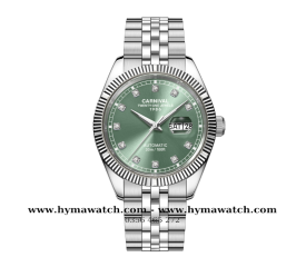 Đồng Hồ Nam Carnival 8131G - Bạc - Xanh lá - Máy Automatic 