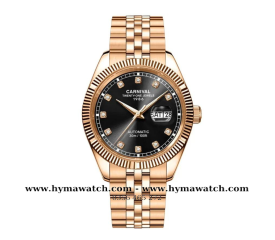 Đồng Hồ Nam Carnival 8131G-Vàng Rose-Đen-Máy Automatic 