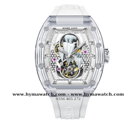 Bonest Gatti Carbon BG6002-Trắng- Nam - Máy Cơ (Automatic) Tặng kèm mô hình xe đua 