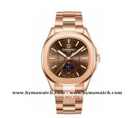  Carnival Aquanus 8113G - Nam - Màu Nâu- Dây Thép - Máy Cơ (Automatic)