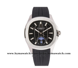  Carnival Aquanus 8113G - Nam - Viền Trắng - Màu Đen -Dây Cao Su - Máy Cơ (Automatic)
