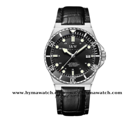  Đồng hồ Nam I&W Carnival 726G-Dây da đen - Máy Automatic 