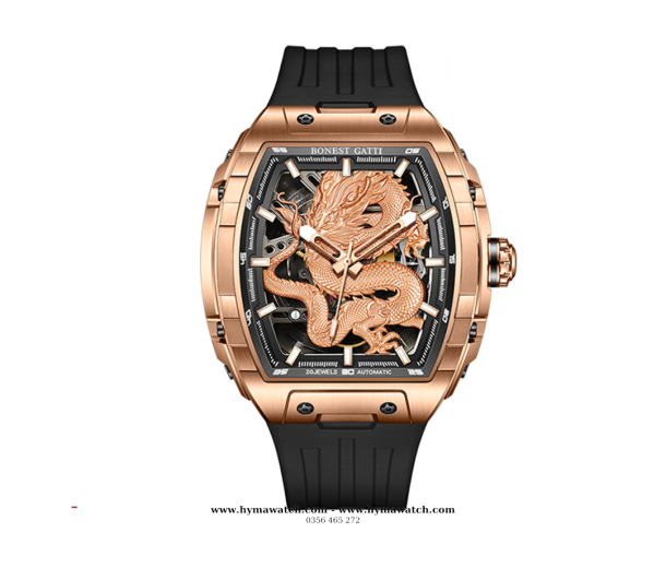 Bonest Gatti BG5606G Nam - Máy Cơ (Automatic) Phiên Bản Rồng Vàng Tặng Kèm Mô Hình Xe Đua