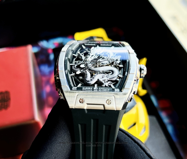 Bonest Gatti BG5606G Nam - Máy Cơ (Automatic) Phiên Bản Rồng Bạc Tặng kèm mô hình xe đua