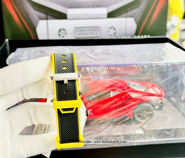 Bonest Gatti Maximum Speed Yellow BG7601 Nam - Máy Cơ (Automatic) Tặng Kèm Mô Hình Xe Đua
