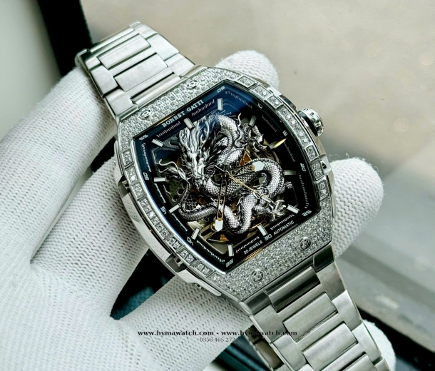  Bonest Gatti Ghost Dragon Star Silver - Máy Cơ (Automatic) Tặng kèm mô hình xe đua  