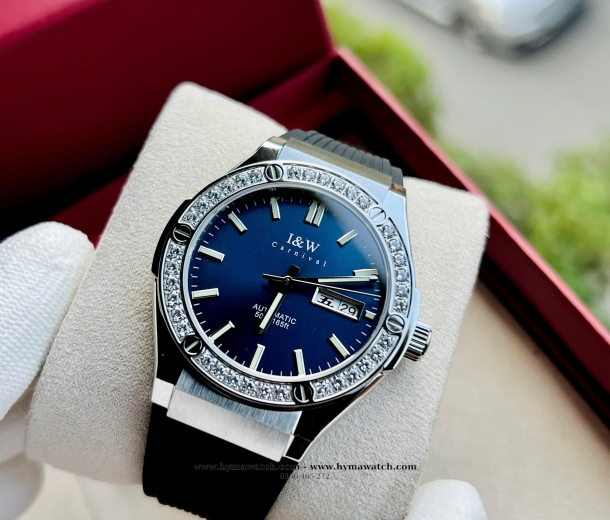 Carnival I&W 55851G - Nam - Thép bạc viền đá-Màu Xanh-Máy Cơ (Automatic) 