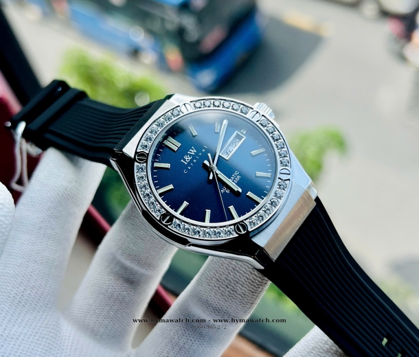 Carnival I&W 55851G - Nam - Thép bạc viền đá-Màu Xanh-Máy Cơ (Automatic) 