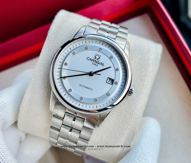  Đồng hồ Carnival 5668G bạc - Nam - Máy Automatic 