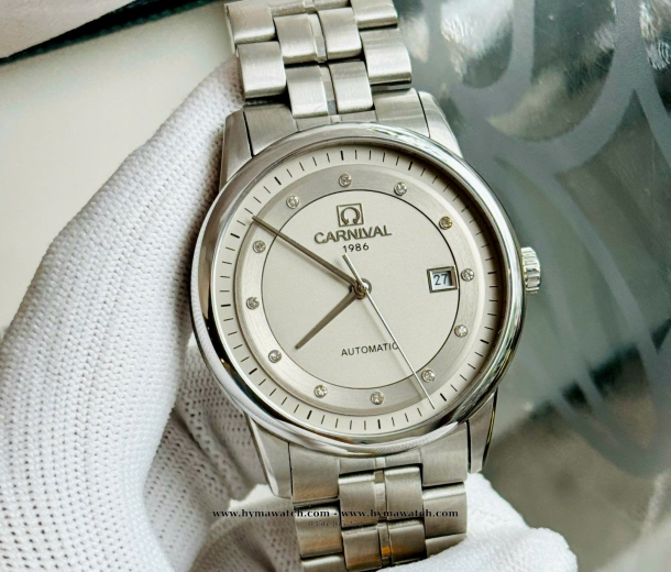  Đồng hồ Carnival 5668G Xám- Nam - Máy Automatic  