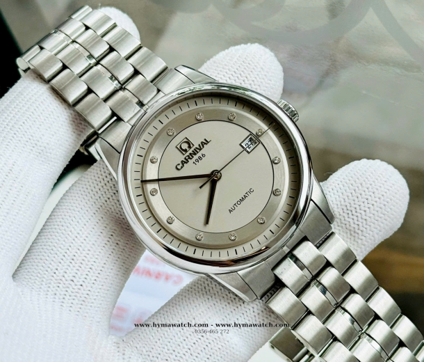  Đồng hồ Carnival 5668G Xám- Nam - Máy Automatic  