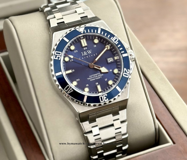  Đồng hồ Nam I&W Carnival 726G-Xanh - Máy Automatic 