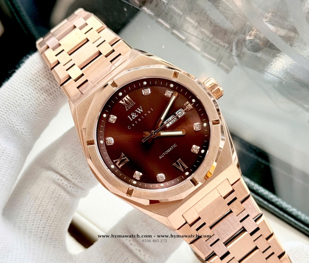 Carnival I&W 751G - Nam -Thép vàng hồng- Màu nâu- Máy cơ (Automatic) 