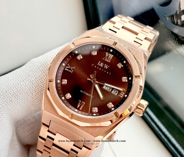 Carnival I&W 751G - Nam -Thép vàng hồng- Màu nâu- Máy cơ (Automatic) 