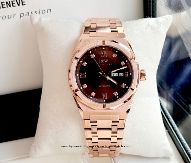 Carnival I&W 751G - Nam -Thép vàng hồng- Màu nâu- Máy cơ (Automatic) 