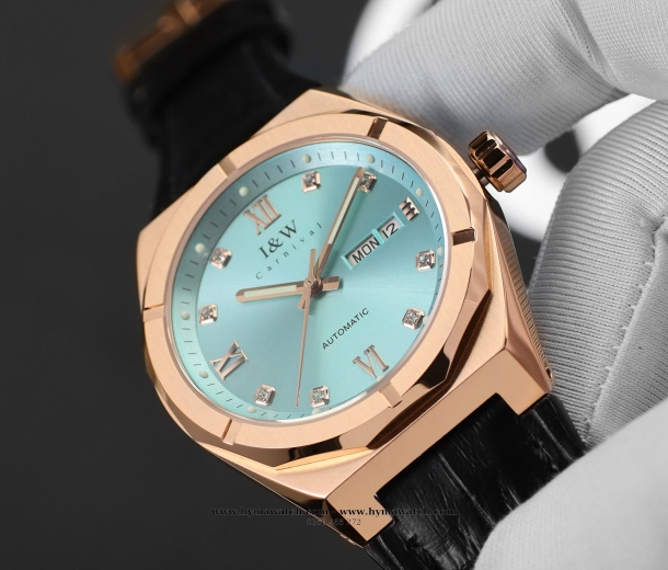 Carnival I&W 751G - Nam - Dây da-Màu Tiffany- Máy cơ (Automatic) 