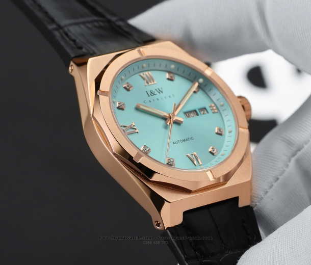 Carnival I&W 751G - Nam - Dây da-Màu Tiffany- Máy cơ (Automatic) 