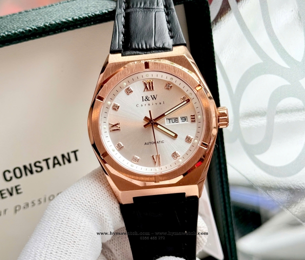 Carnival I&W 751G - Nam - Dây da-Màu Trắng- Máy cơ (Automatic) 