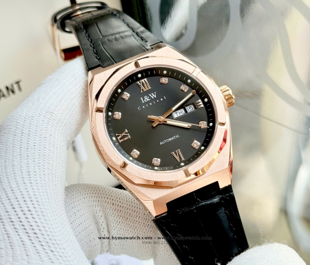 Carnival I&W 751G - Nam - Dây da-Màu đen - Máy cơ (Automatic)  