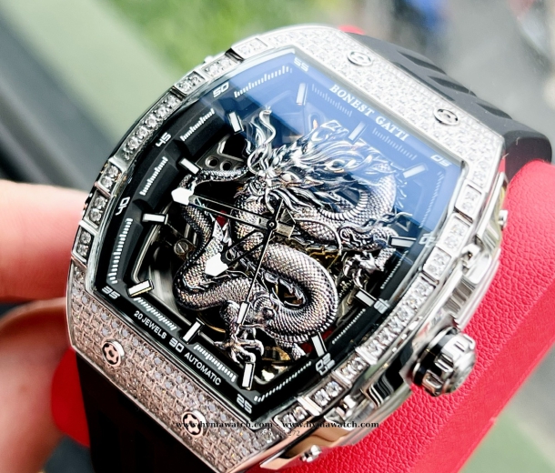 Bonest Gatti BG5606G Nam - Máy Cơ (Automatic) Phiên bản Rồng Đính Đá Tặng Kèm Mô Hình Xe Đua