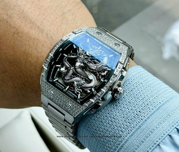  Bonest Gatti Ghost Dragon Star Silver - Máy Cơ (Automatic) Tặng kèm mô hình xe đua  