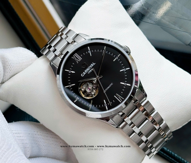 Carnival 8093G-Nam-Thép Bạc-Màu Đen-Máy Automatic  