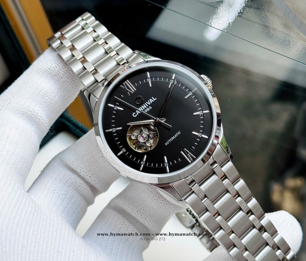 Carnival 8093G-Nam-Thép Bạc-Màu Đen-Máy Automatic  