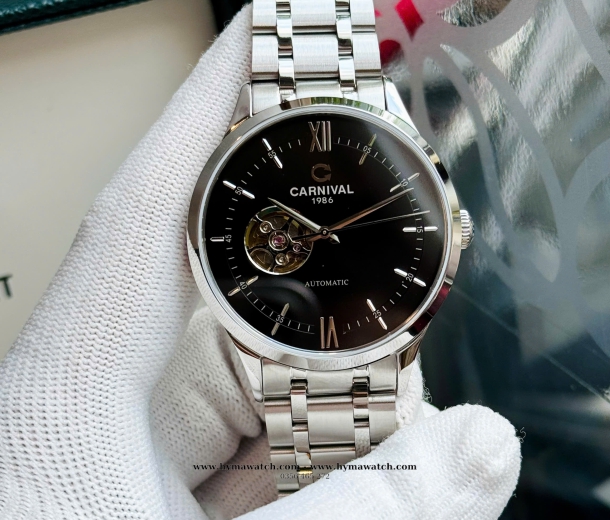 Carnival 8093G-Nam-Thép Bạc-Màu Đen-Máy Automatic  