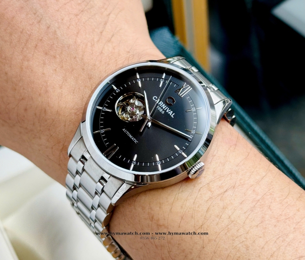 Carnival 8093G-Nam-Thép Bạc-Màu Đen-Máy Automatic  