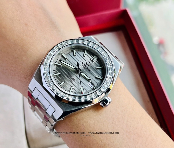 Carnival Nautilus 8107G - Dây Thép  - Màu trắng Máy Cơ (Automatic) 