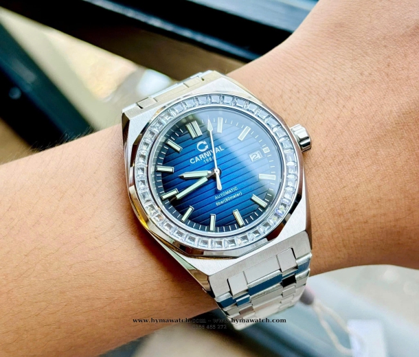 Carnival Nautilus 8107G - Dây Thép  - Màu Xanh Máy Cơ (Automatic)  