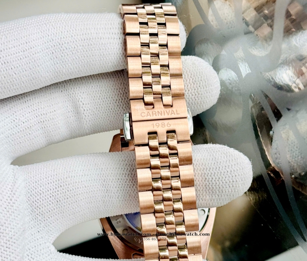 Đồng Hồ Nam Carnival 8131G-Vàng Rose-Trắng-Máy Automatic  