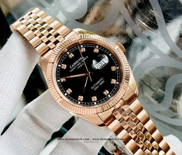 Đồng Hồ Nam Carnival 8131G-Vàng Rose-Đen-Máy Automatic 