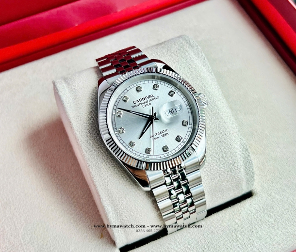 Đồng Hồ Nam Carnival 8131G - Bạc - Trắng - Máy Automatic