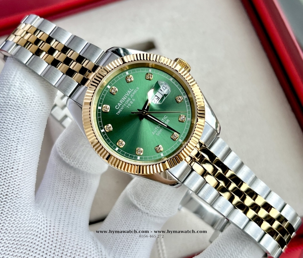 Đồng Hồ Nam Carnival 8131G - Demi-Xanh lá - Máy Automatic   