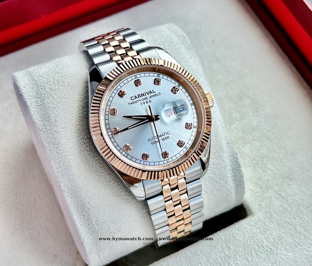 Đồng Hồ Nam Carnival 8131G - Rose-Trắng - Máy Automatic 