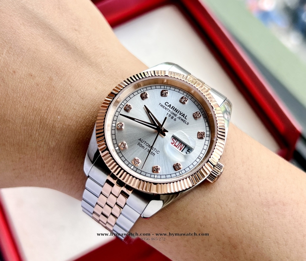 Đồng Hồ Nam Carnival 8131G - Rose-Trắng - Máy Automatic 