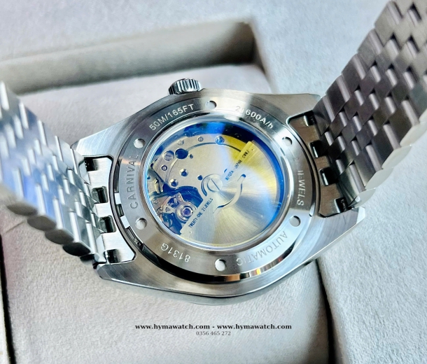 Đồng Hồ Nam Carnival 8131G - Bạc - Xanh lá - Máy Automatic 