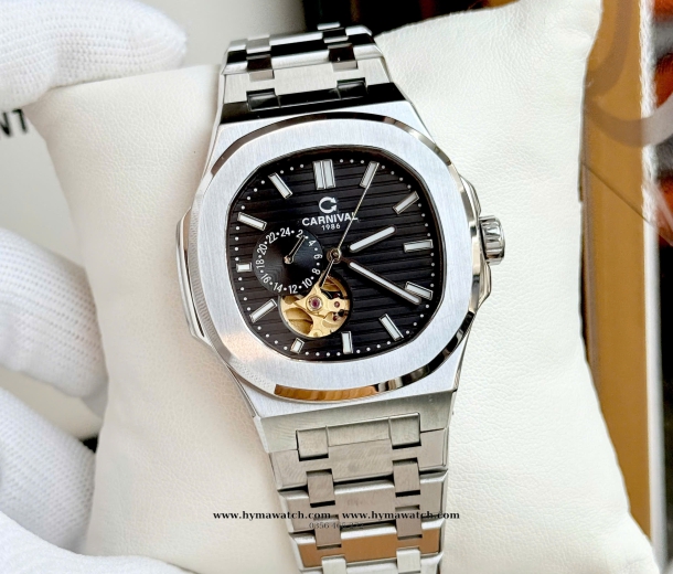 Carnival 8159G-Nam-Thép Bạc-Màu Đen-Máy Automatic 