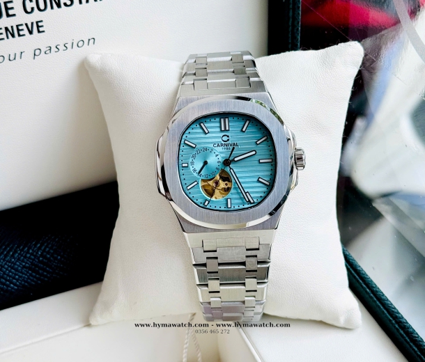 Carnival 8159G-Nam-Thép Bạc-Màu Xanh-Máy Automatic 
