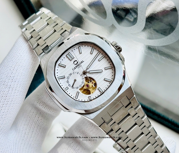 Carnival 8159G-Nam-DâyThép Bạc-Màu Trắng-Máy Automatic 