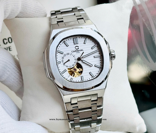 Carnival 8159G-Nam-DâyThép Bạc-Màu Trắng-Máy Automatic 