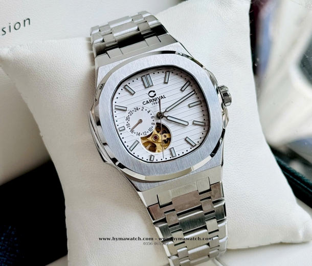 Carnival 8159G-Nam-DâyThép Bạc-Màu Trắng-Máy Automatic 