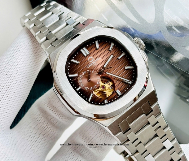 Carnival 8159G-Nam-Dây Thép Bạc-Màu Nâu-Máy Automatic  