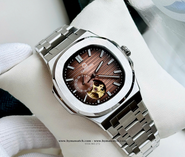 Carnival 8159G-Nam-Dây Thép Bạc-Màu Nâu-Máy Automatic  