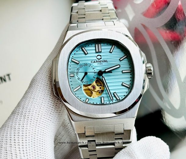 Carnival 8159G-Nam-Thép Bạc-Màu Xanh-Máy Automatic 