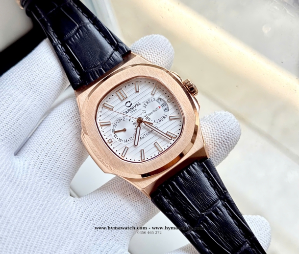 Carnival 8158G-Nam-Dây da-Màu Trắng-Máy Automatic  
