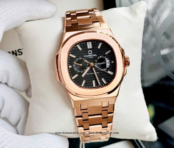 Carnival 8158G-Nam-Thép Rose-Màu đen-Máy Automatic