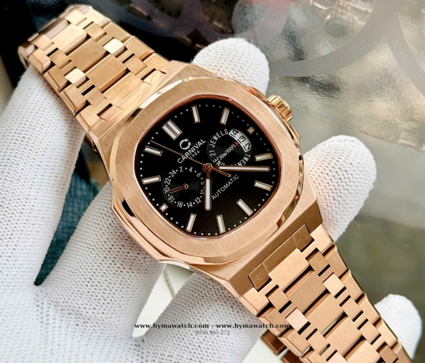 Carnival 8158G-Nam-Thép Rose-Màu đen-Máy Automatic