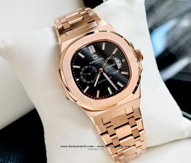 Carnival 8158G-Nam-Thép Rose-Màu đen-Máy Automatic